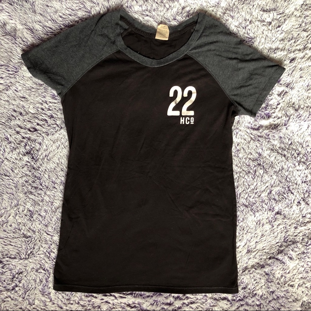Hollister black baseball style tee shirt